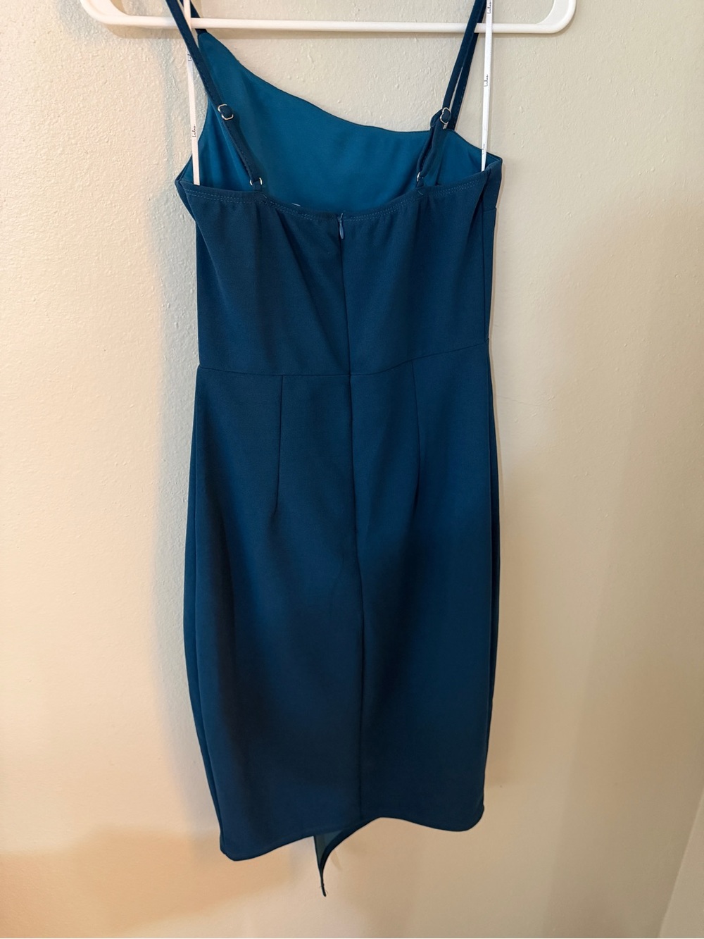 LuLus Dark Teal Blue Asymmetrical Midi Dress - Picture 6 of 7